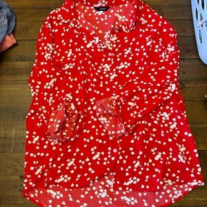 Chic Red Patterned Blouse